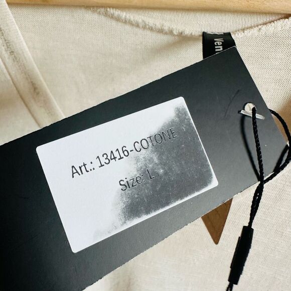 NWT Venti6 Cream Slub Tank Top – Shimmer Trim – Size Large – Made in Italy - Picture 4 of 7